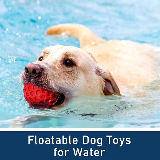 Indestructible Squeaky Dog Ball for Aggressive Chewers, Rubber Interactive Dog Toy for Teething, Relieving Anxiety. Chew Toy for Large, Medium Breeds, Outdoor & Indoor Ball.