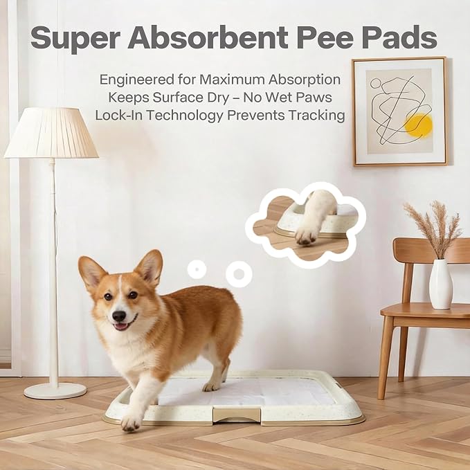 Pawise Dog Pee Pad Holder for Puppy, Puppy Pad Holder Tray with 4 Pee Pads, Pet Training Pee Pad, Indoor Potty Tray for Senior Dogs, Dog Toilet for Newborn Puppies, 23.5" x 23.5"