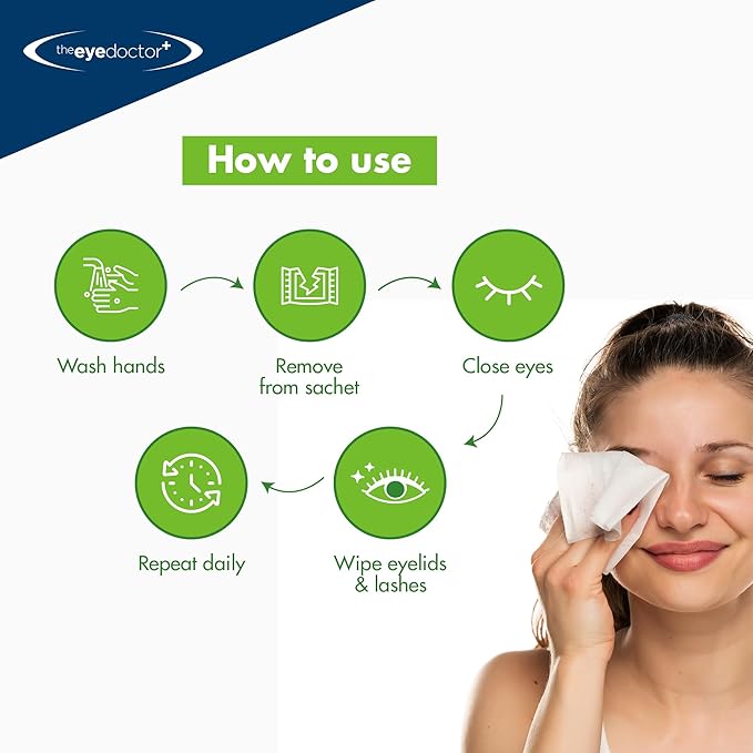 The Eye Doctor Tea Tree Oil Eyelid Wipes - 40 x Single Use Eye Cleaning Wipes for Daily Lid Care - Individual Preservative Free Sensitive Eye Cleaner - Soothes Cleans and Refreshes