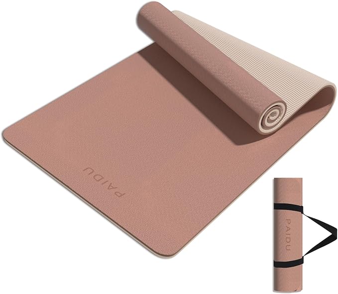 PAIDU Yoga Mat 8mm Super Thick TPE Fitness Mat | SGS Certified | Non-Slip, Odorless & Tear-Resistant | Unisex with Strap | for Yoga, Pilates, Meditation & Home Workouts