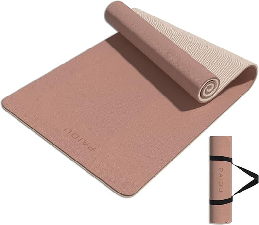 PAIDU Yoga Mat 8mm Super Thick TPE Fitness Mat | SGS Certified | Non-Slip, Odorless & Tear-Resistant | Unisex with Strap | for Yoga, Pilates, Meditation & Home Workouts