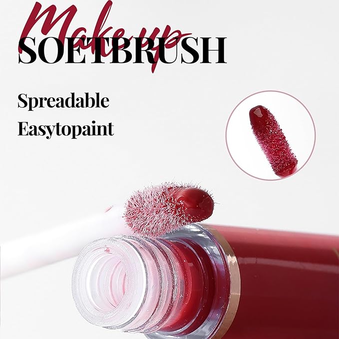 Lip Gloss Set with Glossy and Soft Brush Non-Sticky Moisturizing Lipgloss for Women Lip Makeup Collection (6 Pcs A)