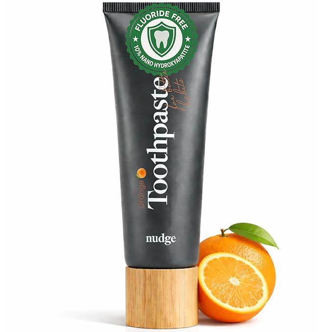 Nudge 10% Nano Hydroxyapatite Toothpaste, Remin+ Formula with Vitamin E, Fluoride-Free, SLS-Free, Helps Remineralize Enamel, Supports Dry Mouth Relief and Sensitive Teeth, Orange, 4.5 oz