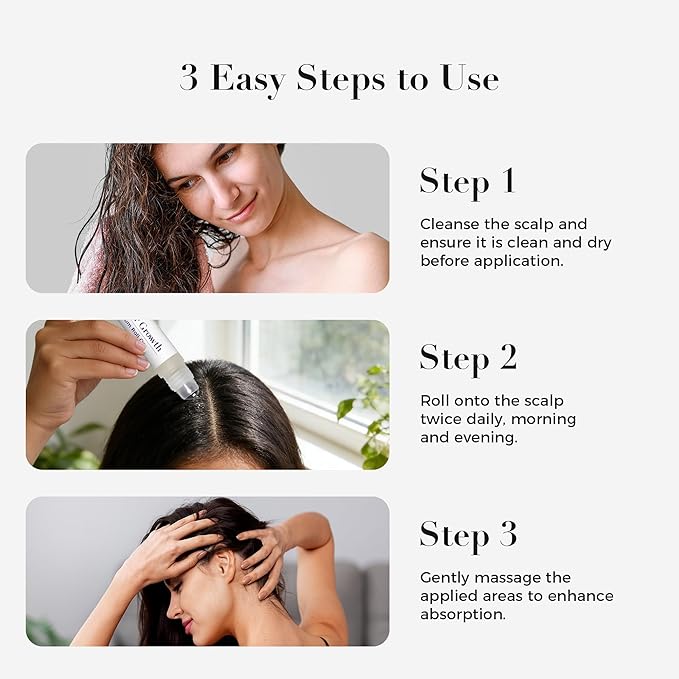 Hair Growth Serum Roll On,3% Rosemary, 6% Batana oil,3% Redensyl & 2% Anagain| No-Rinse, Fast-Absorbing | For Thinning Hair & All Hair Men & Women (1 Pcs)
