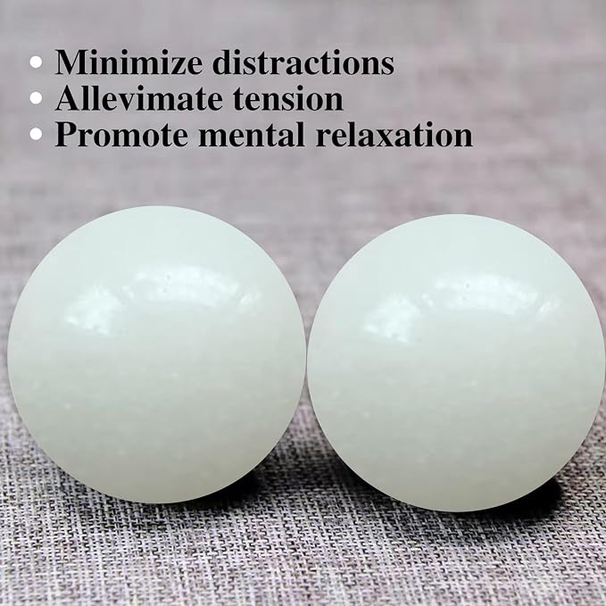 Natural Marble Baoding Chinese Meditation Balls, Stress Relief Hand Exercise Therapy Set with a Retro Style Tassel Boxes for Gift, 2-Piece Set,White Small-1.38"