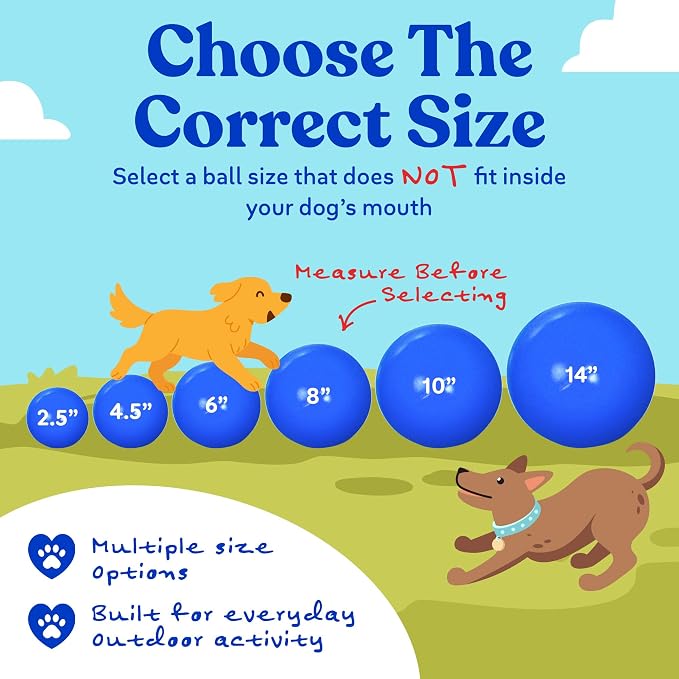Doggie Dooley Virtually Indestructible Dog Ball - 14 Inch Hard Plastic Interactive Dog Toy for Large Breeds Over 75+ lbs - Built for Herding & Push Play - Floats in Water, Made in USA - Blue