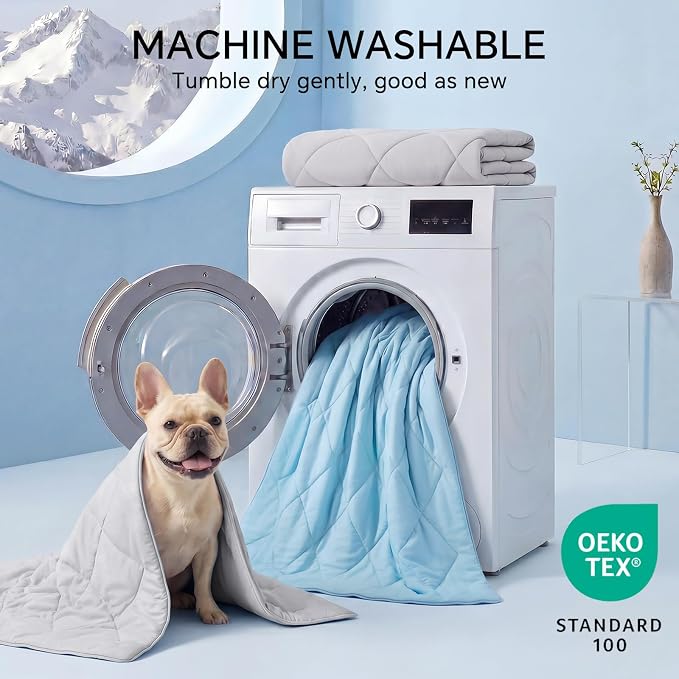 Luciphia Silky Cooling Dog Blanket Q-MAX>0.4 Throw Cat Mat Light Grey,29x40 | Pet calming summer self-cooling breathble puppy cat bed; machine wash cold; protects furniture from pet hair and claws.