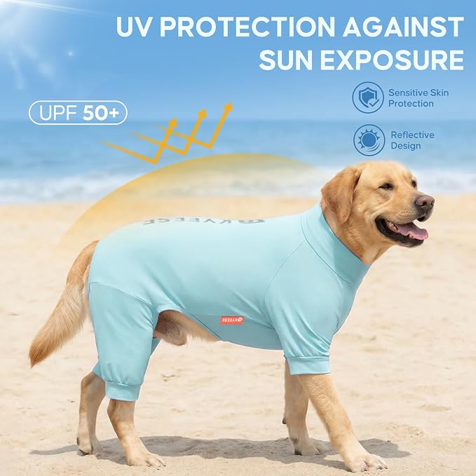 KYEESE UPF50+ Dog Sun Shirt for Large Dogs Cooling Onesie for UV Protection | Cooling Breathable Fabric, Reflective Design, Shedding Control, Skin-Friendly for Sensitive Dogs, Easy On/Off, Quick Dry