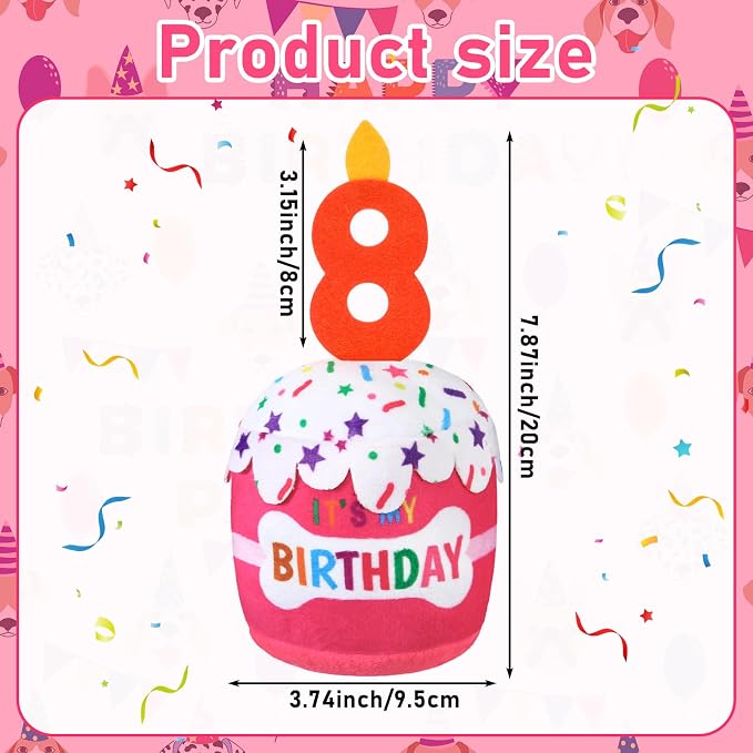 Dansydaisy Dog Birthday Cake Toy Squeaky Plush Gift,8th,Pink