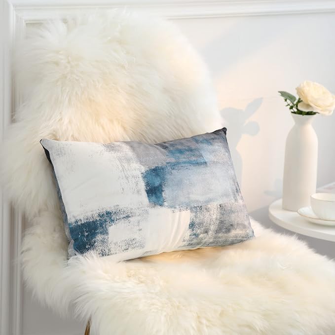 Throw Pillow Covers for Couch, 20x12 Inch, 2 Pack, Grey Blue | Decorative Throw Pillow Covers Cushion Covers for Couch Bedroom Sofa Living Room