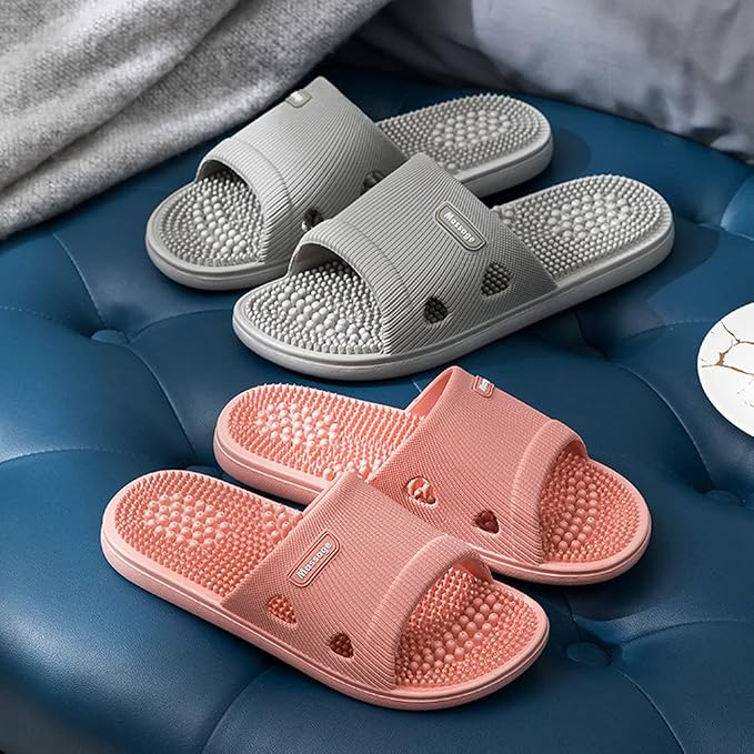 Acupressure Massage Slippers for Plantar Fasciitis for Women Acupuncture Slippers Arthritis Neuropathy Pain Relief Non-Slip Massage Sandals Womens Stress Relief Gifts for Bath (US Women 5.5-6, Pink)