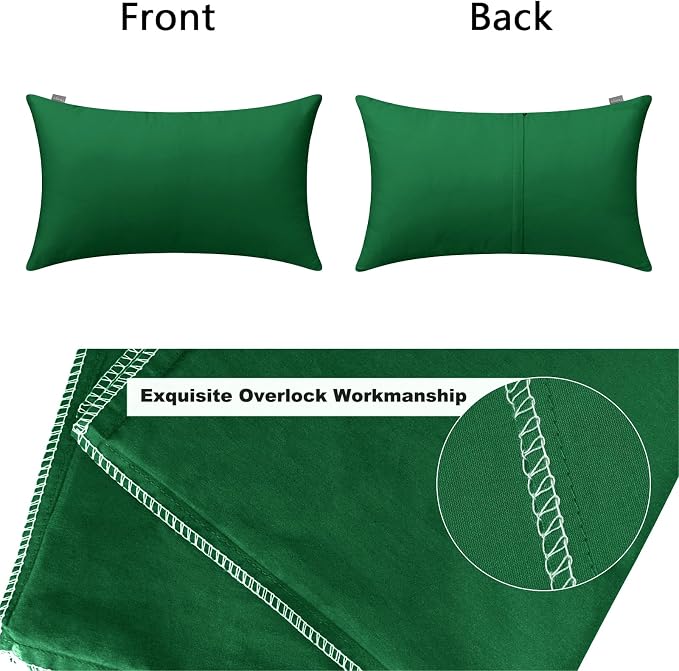 4-Pack 100% Cotton Lumbar Comfortable Solid Decorative Throw Pillow Case,Thmyo Rectangle Cushion Cover Pillowcase Sublimation Blank Pillow Covers DIY Pillow Covers(12x20inch/30x50cm, Christmas Green)