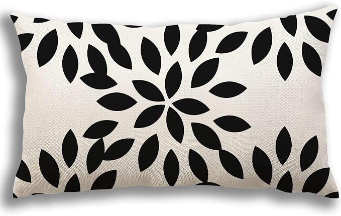 YCOLL Lumbar Pillow Covers 12x20 Set of 4, Modern Sofa Throw Pillow Cover, Decorative Outdoor Linen Fabric Pillow Case for Couch Bed Car, Black