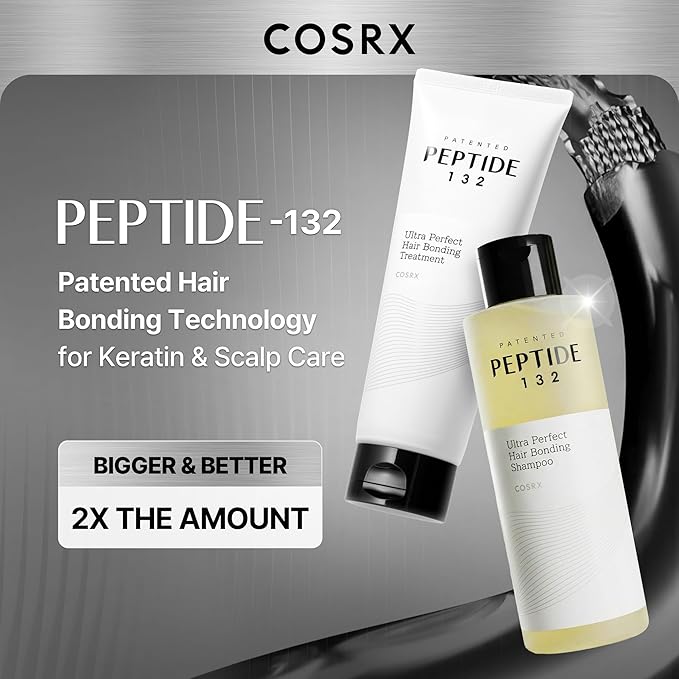 COSRX PEPTIDE 132 Hair Shampoo & Conditioner Set, Double Size (21.36 fl oz) - Dry Scalp Shampoo + Keratin Hair Treatment, Daily Peptide Scalp Care for Dandruff, Itchy or Flaky Scalp