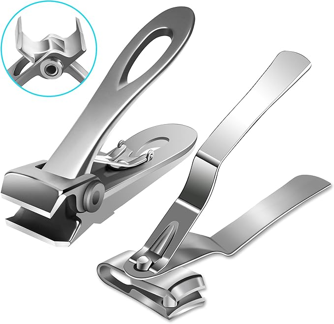 Nail Clippers for Men Thick Nails, 17mm Straight Wide Opening Extra Large Toe Nail Clippers for Adult & Easy Grip 360 Degree Rotary Toenail Clippers for Elderly Cutting Ingrown Toenails