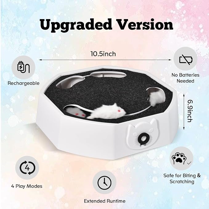 Automatic Cat Toy, Rechargeable Interactive Cat Toy with 4 Modes & Sounds