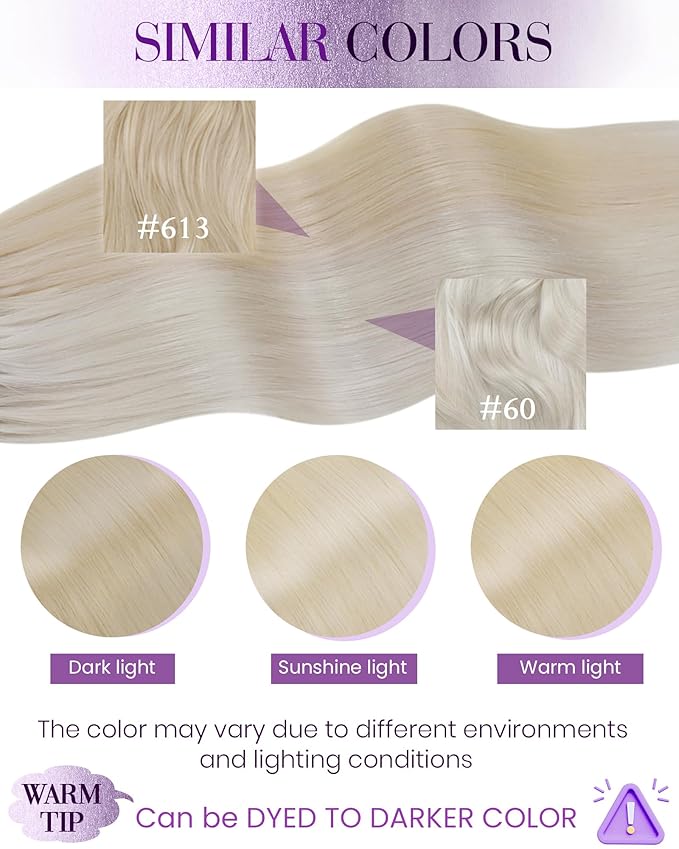 LaaVoo Microbead Hair Extension Human Hair Bleach Blonde Microloop Hair Extensions Human Hair Microlink Extensions Blonde Cold Fusion 50g 50s 16 Inch