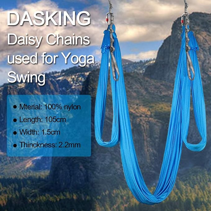 DASKING 23KN (5070 lbs) Heavy Duty Straps - 2 Pack Adjustable Daisy Chain Webbing for Aerial Yoga, Hammock, Fitness & Rigging - CE/EN566 Certified, Red/Grey