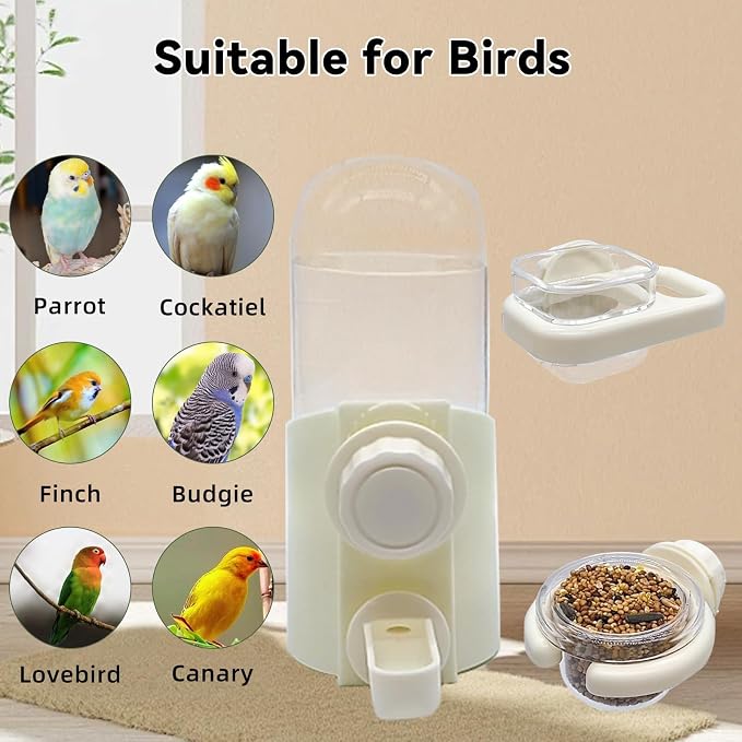 Bird Water Dispenser Bird Cage Feeder Accessories for Parakeet(3Pcs)