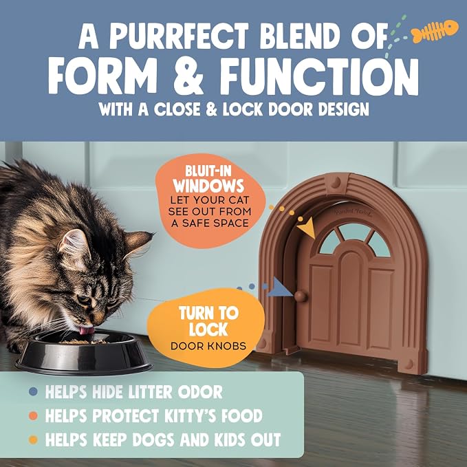 Purrfect Portal Meow Manor® Cat Door Interior Door - No-Flap, Fits Cats Up to 20 lbs, Easy DIY Setup, No Training Needed