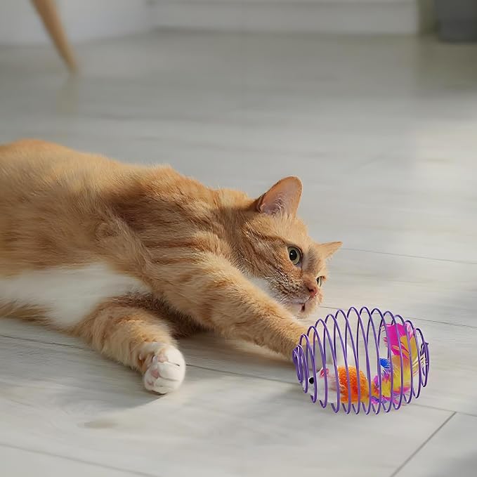 Jecery 5 Pcs Cat Toys Spring,Cute Mouse,Bright Color