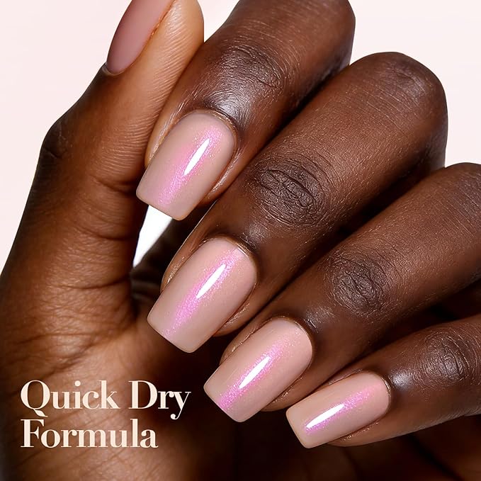 AZUREBEAUTY Nail Polish,Nude Pink Shimmer Quick Dry Complete Natural Super Lustrous,Professional for DIY Manicure and Pedicure at Home