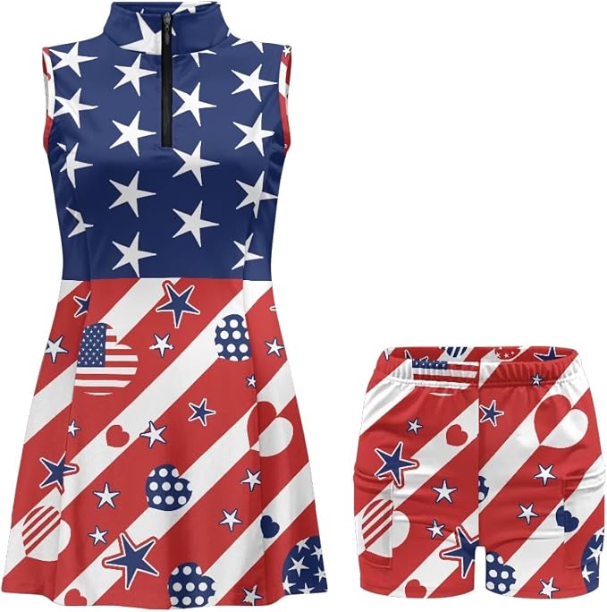 Golf Dress Tennis Dresses for Women with Built in Shorts and Pockets Sleeveless Athletic Dress Workout Dress