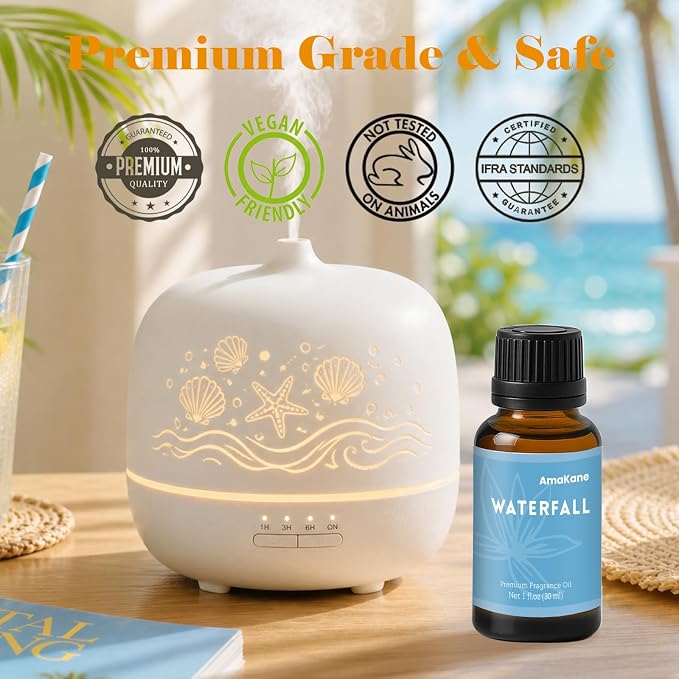 AmaKane Waterfall Fragrance Oil for Aromatherapy, Summer Essential Oil for Diffusers for Home, DIY Candle Making Scents, Fragrance Oil for Soap Making, 30ml