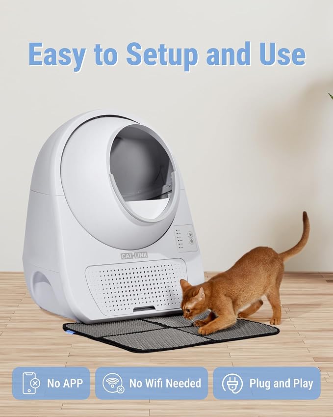 CATLINK Upgrade Automatic Cat Litter Box Self Cleaning with Mat | Double Odor Removal with odor purifier (optional) and carbon filter, Cat Litter Box for Multiple Cats from 3.5～22 lbs