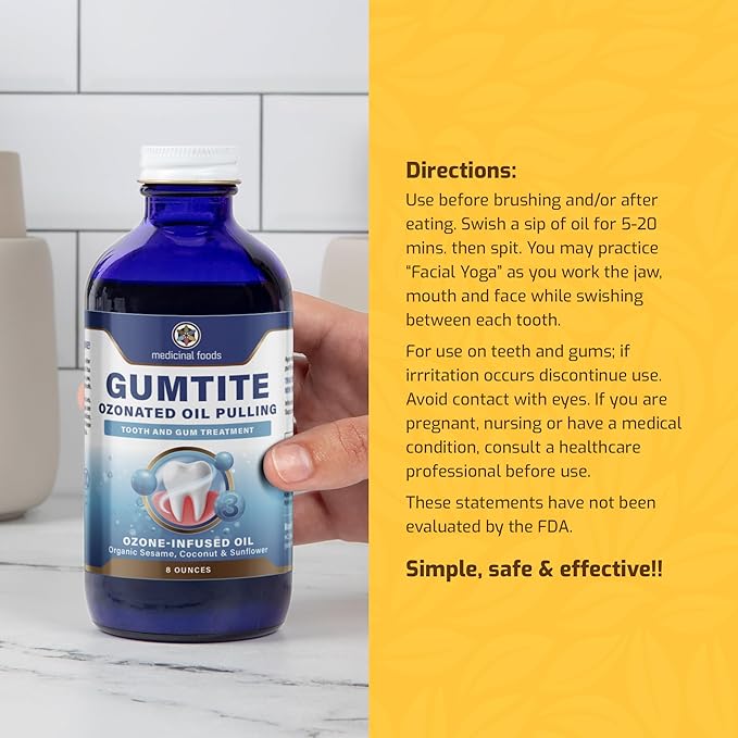 Medicinal Foods Gumtite Ozonated Mouthwash Oil | Natural Treatment for Gum Health | Oral Care | Gum Inflammation Relief | Plaque Prevention | Fight Bad Breath | Gum Repair & Dental Health