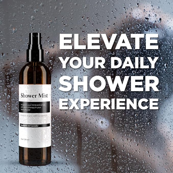 Eucalyptus and Lavender Daily Shower Spray – 4 fl oz | Naturally Made Essential Oil Shower Steamer for Sinus, Stress & Congestion Relief | Spa Mist, Aromatherapy, Room Scents - Enhances Mood (White)