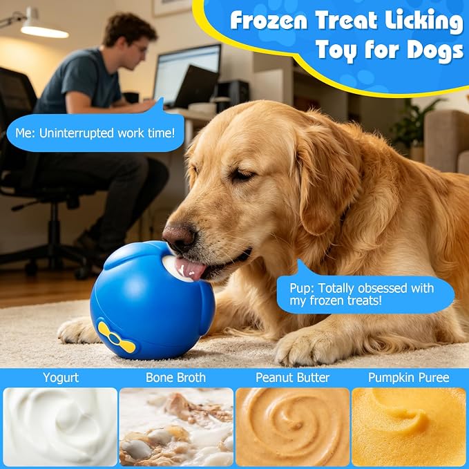 Yipetor Wobbly Dog Chew Toy, Frozen Treat Lick Ball for Medium Large Dogs