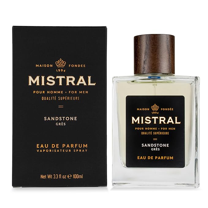 Mistral Men’s Cologne – Sandstone Eau de Parfum | Earthy & Spicy Masculine Scent with Lemon, Patchouli & Orange Blossom | Cruelty-Free & Long-Lasting Perfume for Men, Made in France - 3.4 Oz