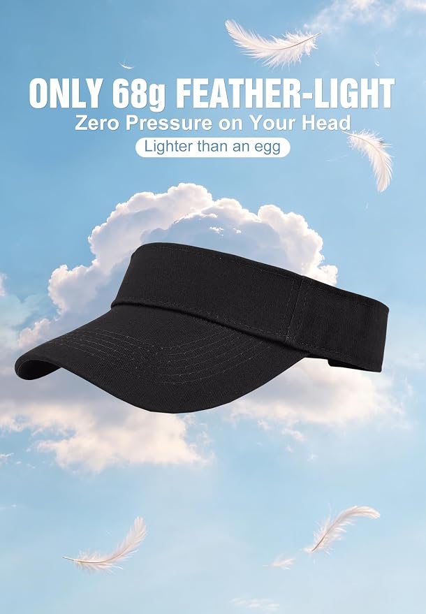 Zando 3.2" Structured Brim Visor Hats for Women, UPF 50+, Golf/Tennis | 3.2"Structured Brim Adds Sun Coverage, Steady View, Quick-dry Sweatband, Open-Top Ponytail Fit, Adjustable Fit & Lightweight