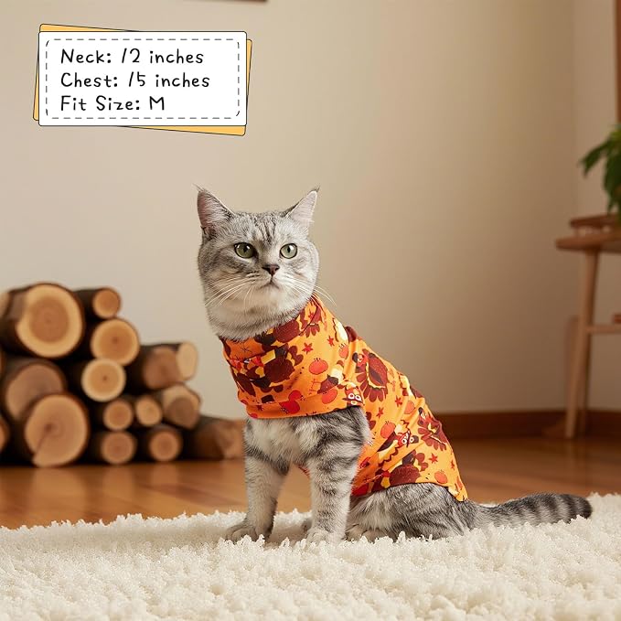 Thanksgiving Cat Sweater Warm Fleece Pet Clothes for Cats Only | Soft Cat Vest Puppy Hoodie Coat, Fall Cold Winter Sweatshirt Pullover Clothing also for Small Dogs, Turkey M