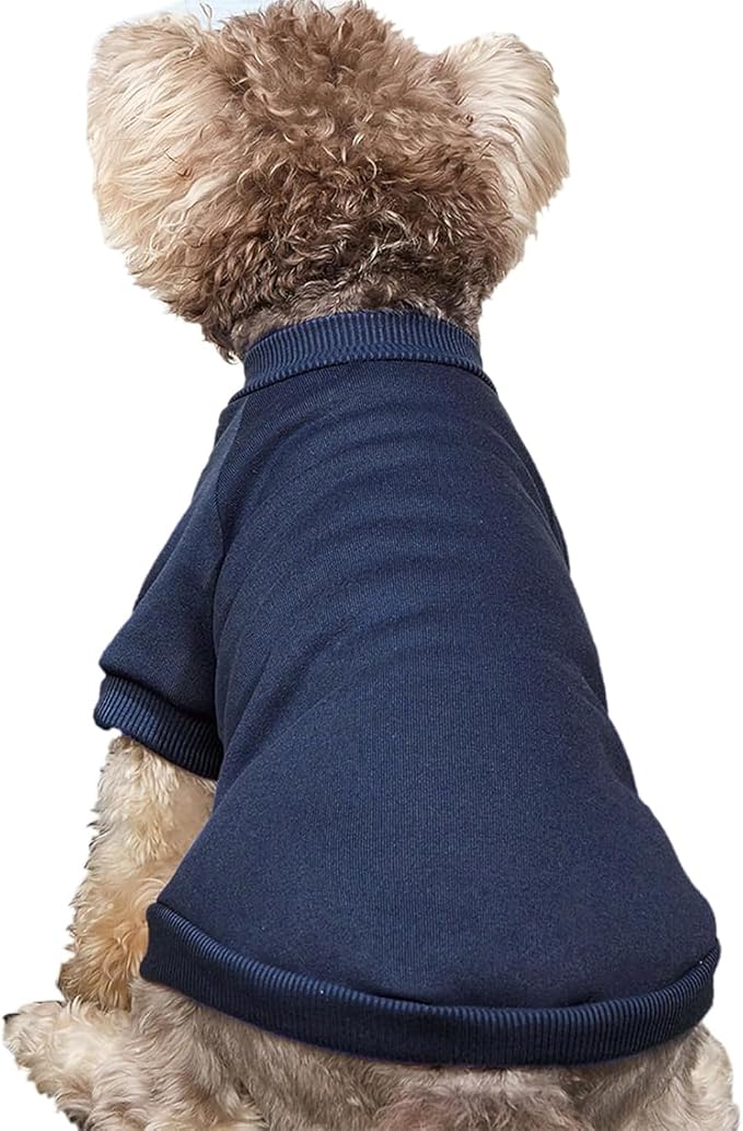 Soft Puppy Sweater for Small Dogs Winter Knit Pullover, Navy XXS | Elastic Cuffs Pet Clothes, Holiday Party Matching, Fall Winter Daily Outfit, Soft Breathable Machine Washable Sweatshirt