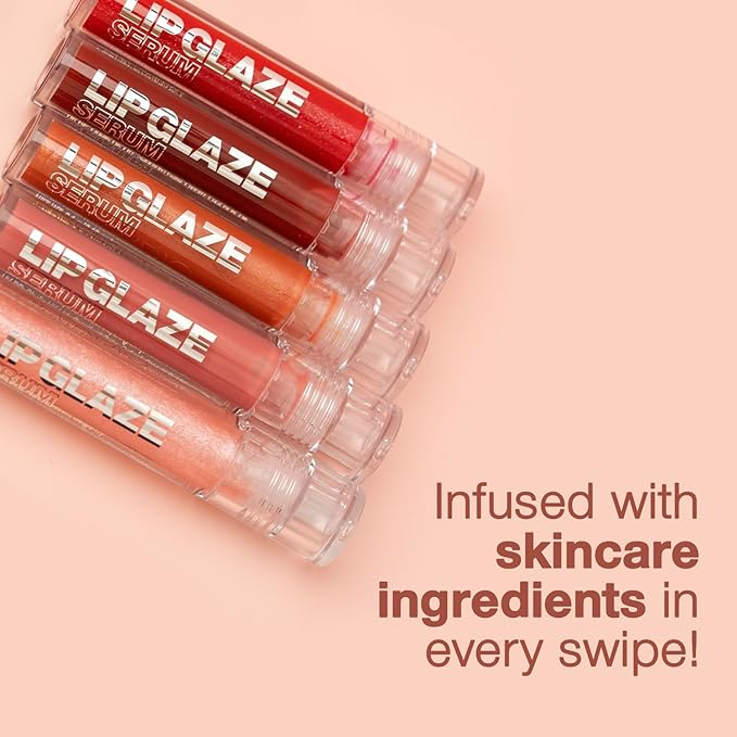 Palladio Lip Glaze Serum, Hydrating Lip Gloss with Peptides & Hyaluronic Acid for Plump, Smooth, and Nourished Lips – Vegan, High-Shine, Non-Sticky Finish (Red Merlot)