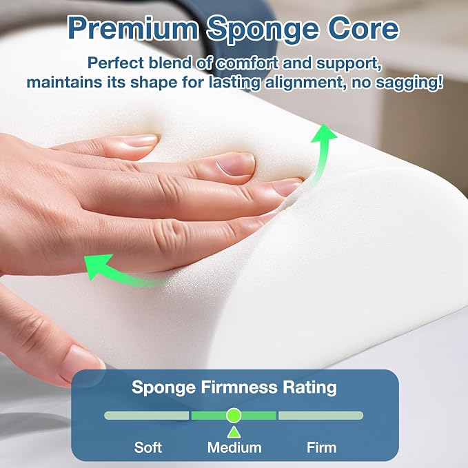 Semi-Round Massage Bolster, 21 x 6 x 3 in PU Leather Half Moon Lower Back Support Pillow Comfort Cushion for Massage Table, Positioning Bolster Neck Pad for Ankle Leg Pain Relief Side Sleeper - Blue