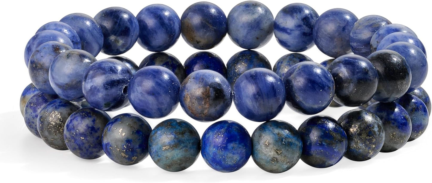 Bivei Natural Gemstone Semi Precious Healing Crystals Handmade Stretchy Round Beads Bracelet,Stocking Stuffers for Women Enhance Positive Energy