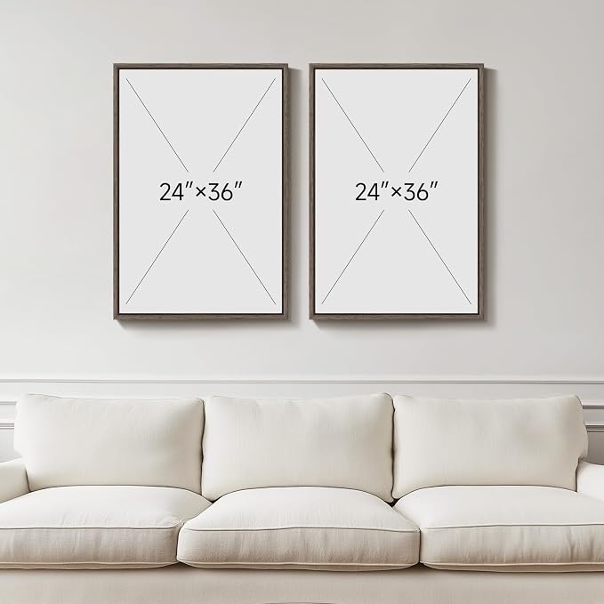Large Framed Green Abstract Wall Art Set of 2, Modern Sage Green Canvas Prints Paintings Artwork for Walls, Minimalist Pictures for Living Room Dining Room Bedroom Office Wall Decor 24x36 In