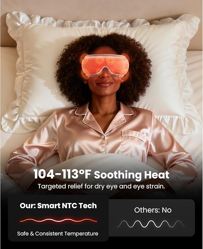 BOB AND BRAD Eye Massager FSA Eligible/HSA Eligible, EyeOasis 2 Temple Massager with Heat, Smart Eye Mask for Migraine with BT Music, Reduce Dry Eyes Improve Sleep, Christmas Gifts for Women Mom Wife
