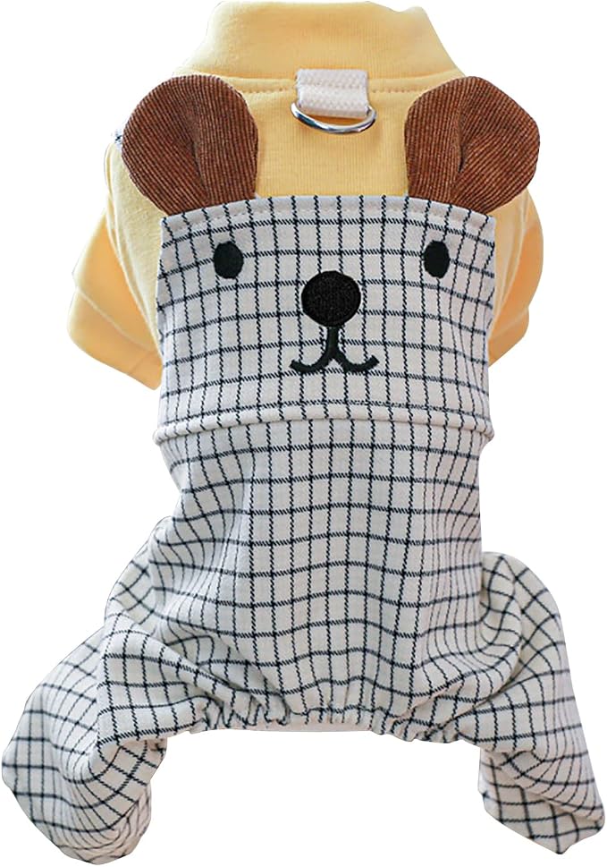 Dog Stylish Overalls Comfortable Puppy One Piece Outfits Summer Bib Overalls for Small Dogs Cute Pet Onesie Jumpsuit Chihuahua Yorkies Birthday Holiday Clothes Cat Costume