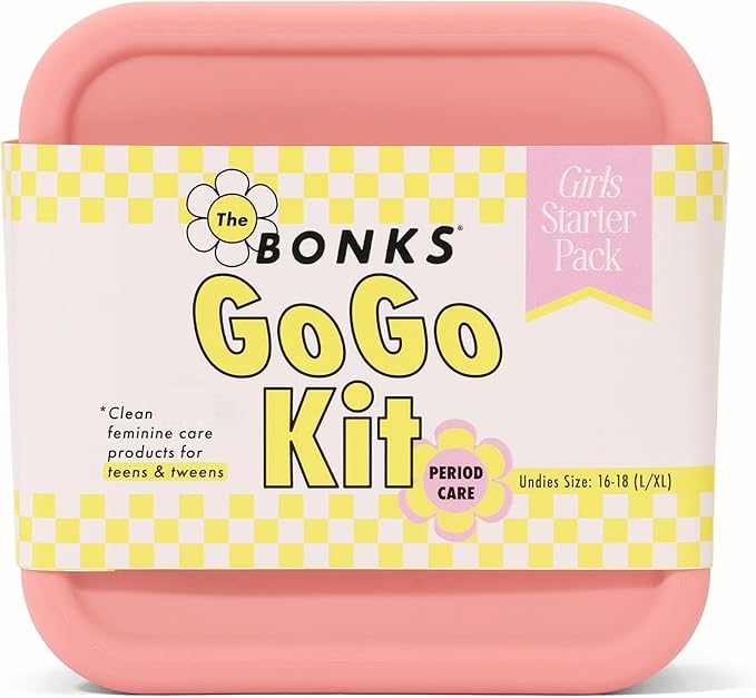 BONKS GoGo Kit - Teen Period Kit for Girls Ages 15-18 (L - XL) - Emergency Travel Hygiene Kit for Young Women - Includes Pads, Tampons, Underwear & More