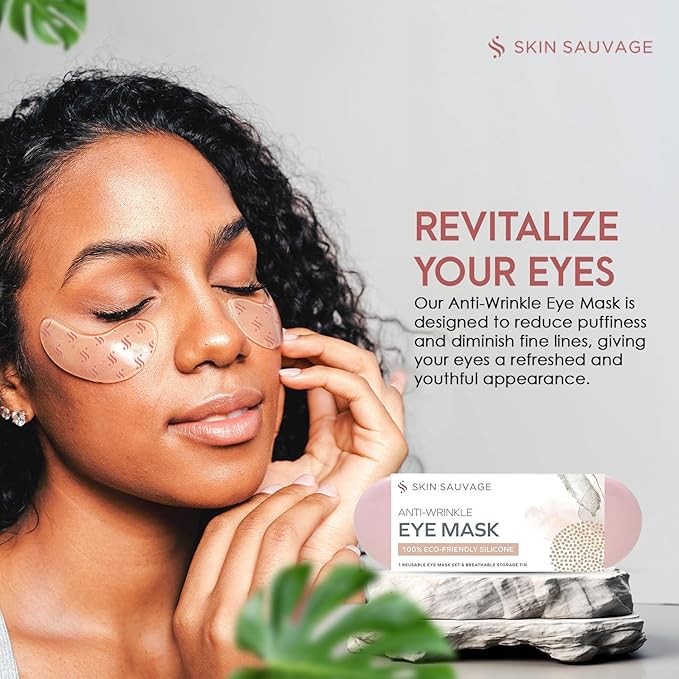 Reusable Anti-Wrinkle Silicone Eye Mask Set – Enhances Absorption for Makeup Prep +Locks in Night Cream to Boost Hydration, Smooths Under Eyes, Reusable, Comfortable, Travel Ready w/ Stylish Storage