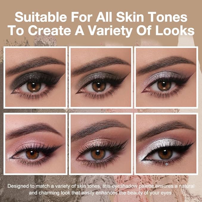 6 Colors Mini Rose Pink Black Eye Shadow Palette Makeup for Older Women, Neutral Matte Shimmer Eyeshadow Palette Highly Pigmented Waterproof, paleta de sombras de ojos, Vegan & Cruelty-free, 03
