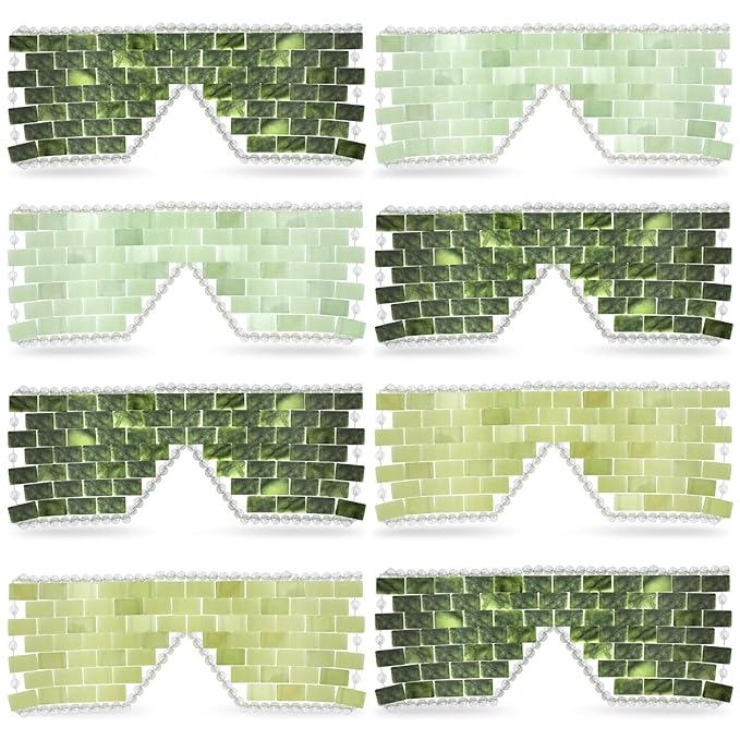 Chicingyou 8 Pcs Jade Eye Mask Bulk with 100% Real Jade Reusable Facial Cooling Mask with Beads for Hot and Cold Therapy to Reduce Wrinkles Puffiness Migrained and Anti-Aging(Green)