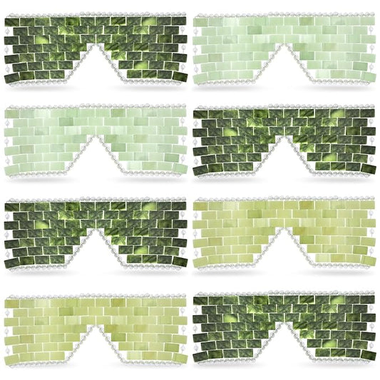 Chicingyou 8 Pcs Jade Eye Mask Bulk with 100% Real Jade Reusable Facial Cooling Mask with Beads for Hot and Cold Therapy to Reduce Wrinkles Puffiness Migrained and Anti-Aging(Green)