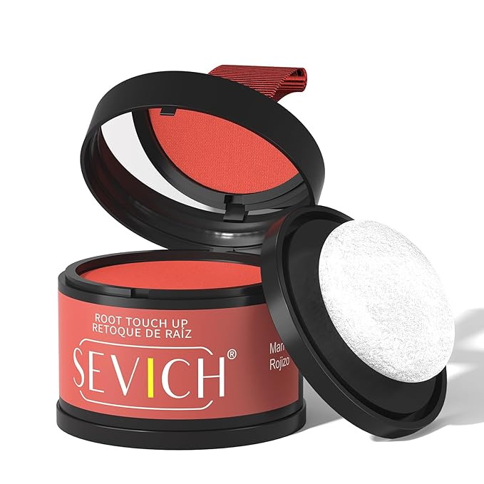 Sevich Hairline Powder - Root Touch Up Instantly Hair Color for Thinning Gray Coverage - Bald Spot Concealing Hair Powder for Women & Men - 48Hour Waterproof & Sweatproof - Red Brown