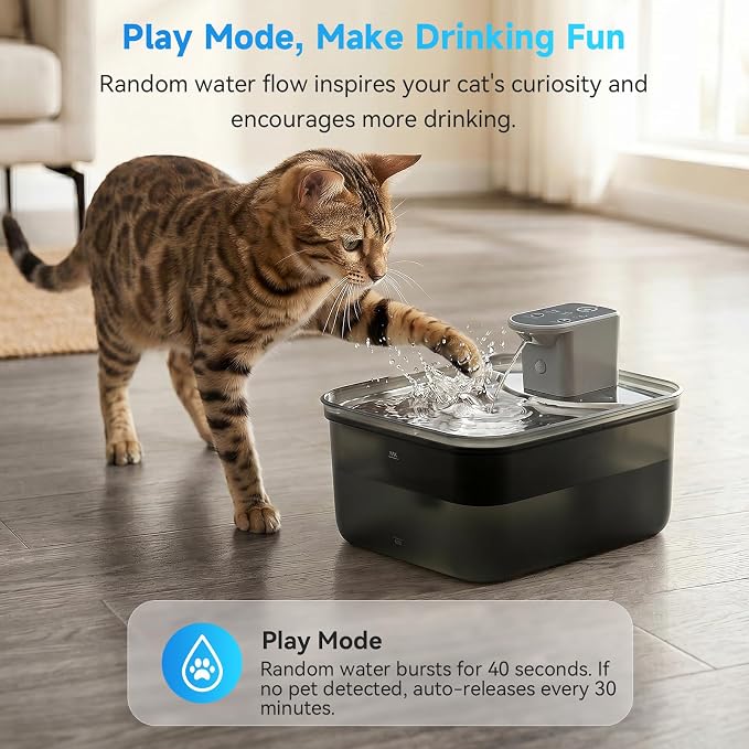 Wireless Cat Water Fountain, 118oz/3.5L Battery-Operated Pet Fountain | 3 Smart Modes,4000mAh Large Capacity Rechargeable Battery Operated Cat Water Dispenser Ultra Quiet BPA-Free, 1 Filter