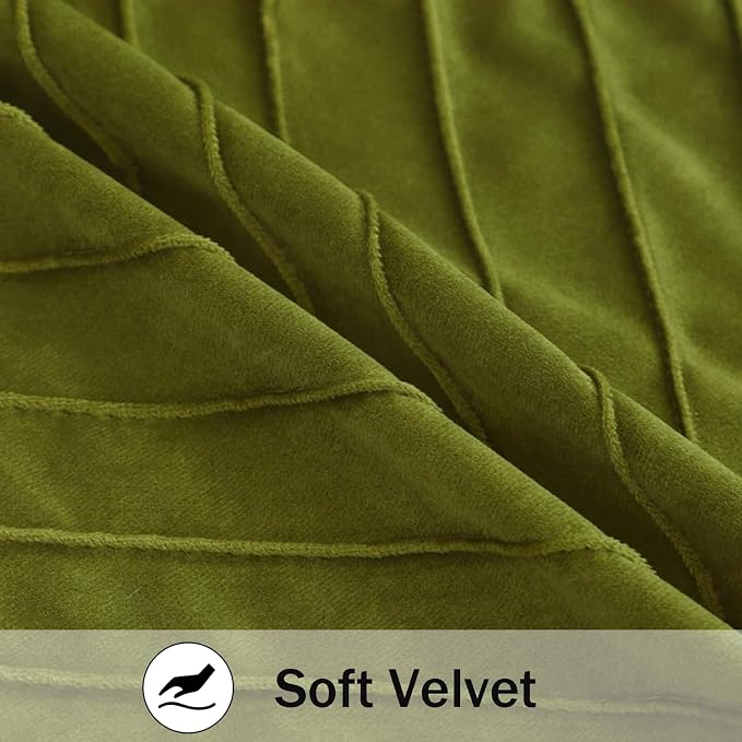 Velvet Throw Pillow Covers 16x16 Pack of 2 Gold Decor Olive Green | Soft Solid Pillow Covers,Modern Luxury Home Decor,for Couch Chair Sofa Bedroom Livingroom,Hidden Zipper,Ideal Gift,Easy Care